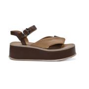 Patrizia Bonfanti Plattform Läder Sandaler Brown, Dam