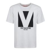 Valentino Garavani Svart Logo Print Crew Neck T-shirt White, Herr