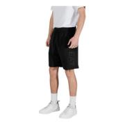 Emporio Armani EA7 Sportiga Bermuda Shorts för Män Black, Herr