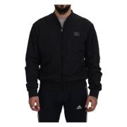 Dolce & Gabbana Svart Nylon Logo Bomberjacka Black, Herr