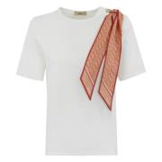 Herno Vit bomullst-shirt med silkescarf White, Dam