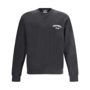 Dsquared2 Monogram Bomullsweatshirt med Ribbad Crew Black, Herr