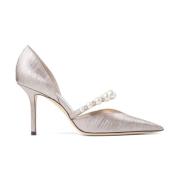 Jimmy Choo Silvertonade klackpumps med pärl-detaljer Pink, Dam