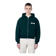 Jacquemus Logo Patch Zip-Up Hoodie Green, Herr