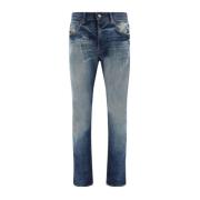 Diesel Faded Slim-Fit Five-Pocket Jeans med Logo Blue, Herr