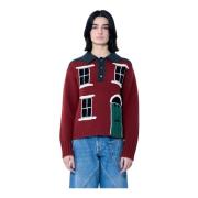 JW Anderson Intarsia House Polo Sweater Multicolor, Dam