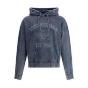 Dsquared2 Vintage Paint-Speckled Hoodie med Justerbar Dragsko Blue, He...