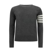 Thom Browne Ikonisk Randig Fleece Ulltröja Gray, Herr