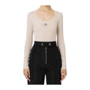 Elisabetta Franchi Stiliga Sweater Kollektion Beige, Dam