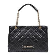 Love Moschino Svart Logodetalj Toteväska Black, Dam