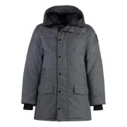 Canada Goose Huvad parka med ribbstickade muddar Gray, Herr