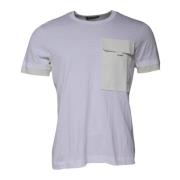 Dolce & Gabbana Vit Bomull Crew Neck T-shirt med Ficka White, Herr