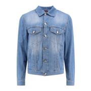 Brunello Cucinelli Denimjacka med klassisk krage Blue, Herr