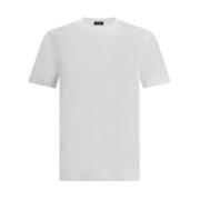 Ermenegildo Zegna Monogram Bomull T-shirt, Ikonisk Broderi White, Herr