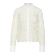 My Essential Wardrobe Broderad Skjorta Ljus Vit White, Dam