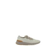 Brunello Cucinelli Mesh Lace-Up Sneakers med spetsig tå Beige, Herr