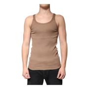 Dolce & Gabbana Brun Bomull Tank Top Logo Detalj Brown, Herr