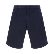 Ermenegildo Zegna Monokroma Bomullsshorts med Knappstängning Blue, Her...