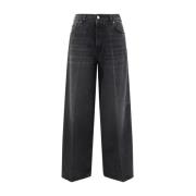 Haikure Modern Wide Leg Jeans Black, Dam