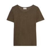 Ines De La Fressange Paris Solig linne T-shirt Green, Dam