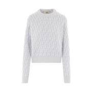 Fendi Grå Crew Neck Tröja med Långa ärmar Gray, Dam