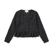 Munthe Blommig Peplum Topp Svart Black, Dam