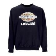 Usual Lokal Crewneck Svart Sweatshirt Black, Herr