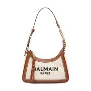 Balmain Logobroderad axelväska Beige, Dam