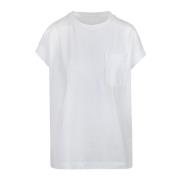 Liviana Conti Bomull T-shirt med Ribbad Krage White, Dam