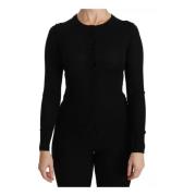 Dolce & Gabbana Svart ull Crew Neck Top Black, Dam