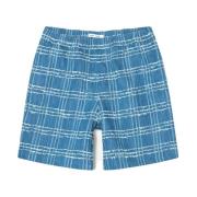 Samsøe Samsøe Rutiga höga midje shorts i regular fit Blue, Herr