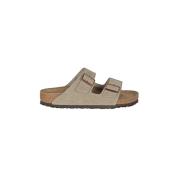 Birkenstock Taupe Mockasandal med Dubbel Spänne Beige, Dam