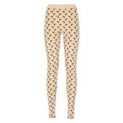 Marine Serre Beige Moon Logo Leggings Beige, Dam