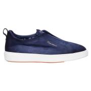 Santoni Blå Slip-On Sneakers med Läderhäl Blue, Herr