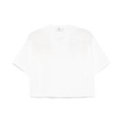 Elisabetta Franchi Bomull Logo Sweater Crop Top White, Dam