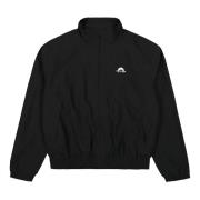 Marine Serre Svart Nylon Track Jacket med Halvmåne Broderi Black, Herr