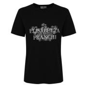 Elisabetta Franchi Svart Bomull T-shirt med Logotyptryck Black, Dam