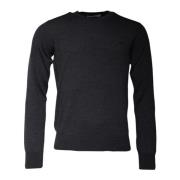 Dolce & Gabbana Logo Broderad Ull Pullover Tröja Gray, Herr