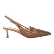 Baldinini Petal leather mesh slingback Beige, Dam