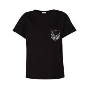 Liu Jo Ficka Rhinestone T-shirt Black, Dam