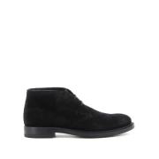 Tod's Svarta Mocka Ankelboots med Präglat Monogram Black, Herr