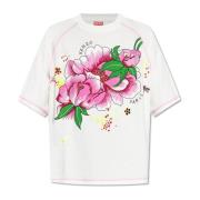 Kenzo T-shirt med blommigt motiv White, Dam