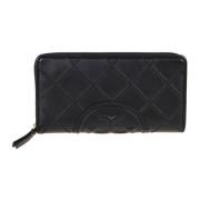 Tory Burch Svart Quiltad Plånbok med Dragkedja Black, Dam