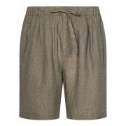 Massimo Alba Brun Linne Shorts Elastisk Midja Regular Fit Brown, Herr