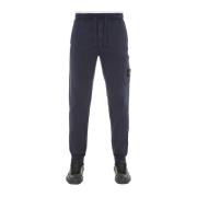 Stone Island Navy Blue Sweatpants med Logo Broderi Blue, Herr