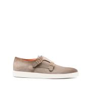 Santoni Taupe Mocka Casual Skor Beige, Herr