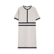 Max Mara Geometriskt Mönstrad Stickad Klänning Odissea White, Dam