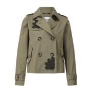 Bazar Deluxe Kort pärlbroderad trenchcoat Green, Dam