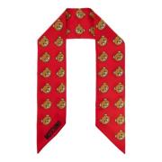 Moschino Sidenscarf med logotyp Red, Unisex