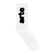 Arte Antwerp Vertical Logo Cotton Socks White, Herr